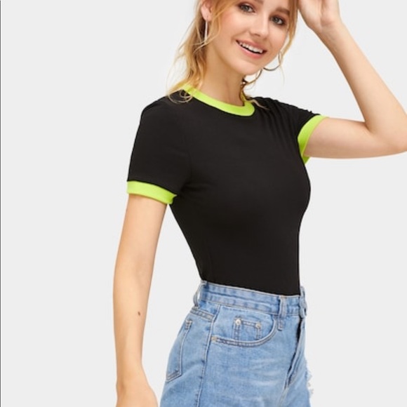 ROMWE Tops - ROMWE Black & Yellow Top